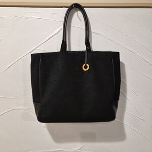 Givenchy Black Wool Faux Leather Tote Bag